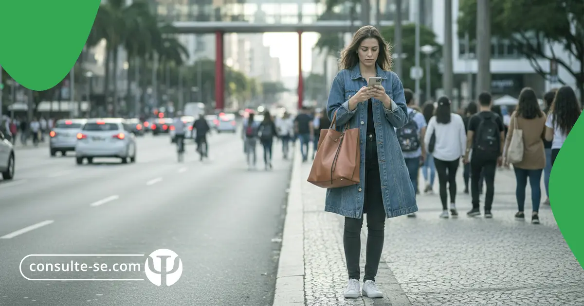 Pessoa pesquisando serviços no celular, representando contatos iniciais fora do perfil ideal em campanhas de Google Ads para psicólogos