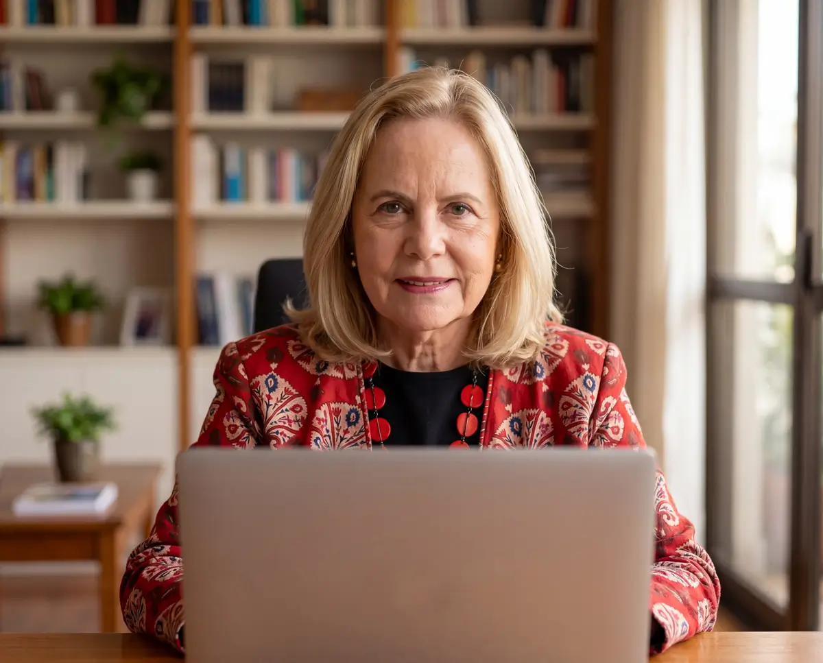 Vitória Dietrich durante um atendimento online